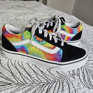 EUC Vans Old Skool Rainbow Tie Dye Low Top Sneakers Kids 2.5